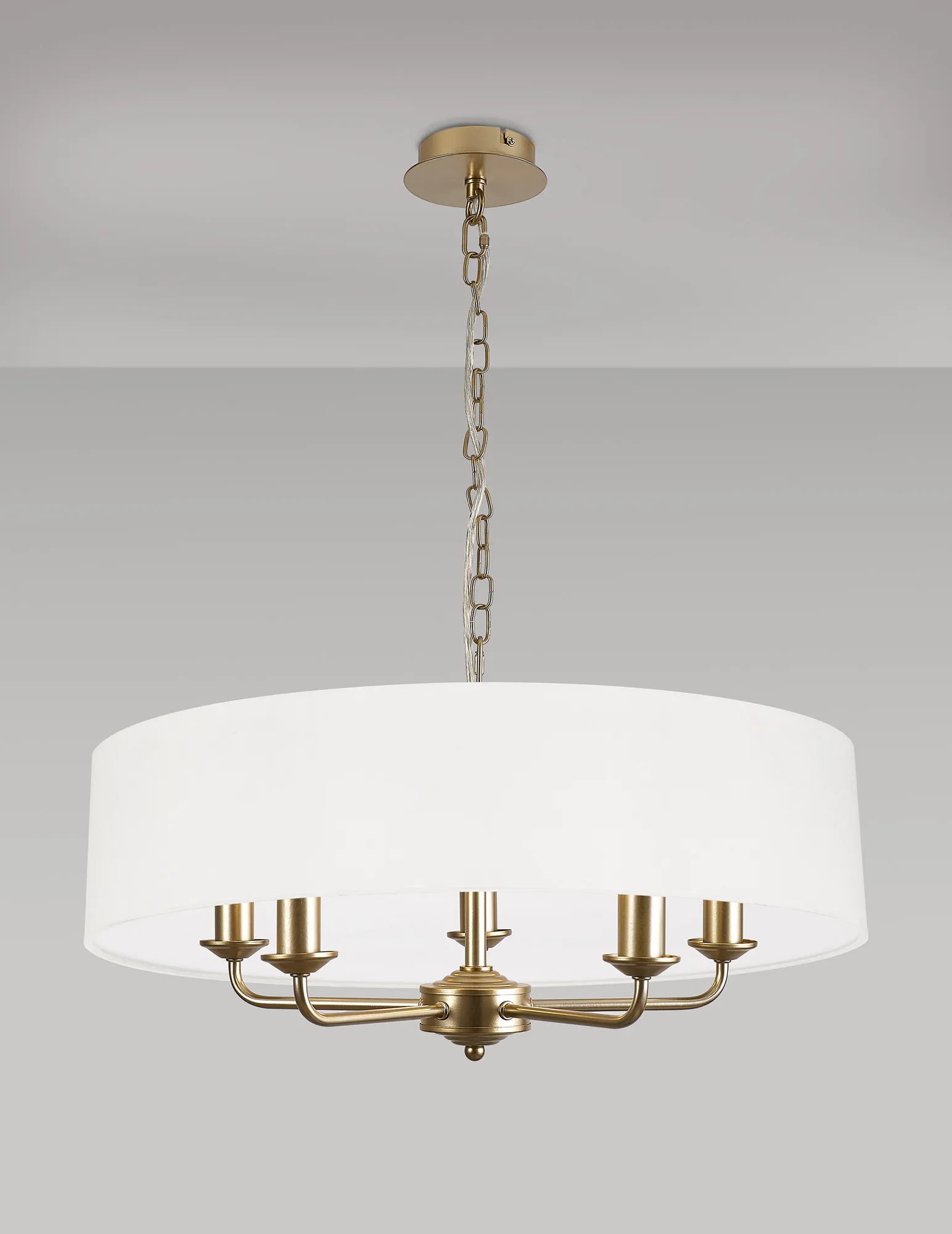 Banyan 60cm 5 Light Pendant Champagne Gold, White DK0942  Deco Banyan CG WH